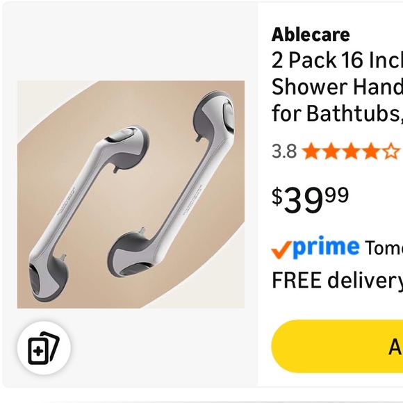 2 Pack Elderly Heavy Duty Shower Handle Grab Bars Suction Cup Removable Handrail - Picture 7 of 7